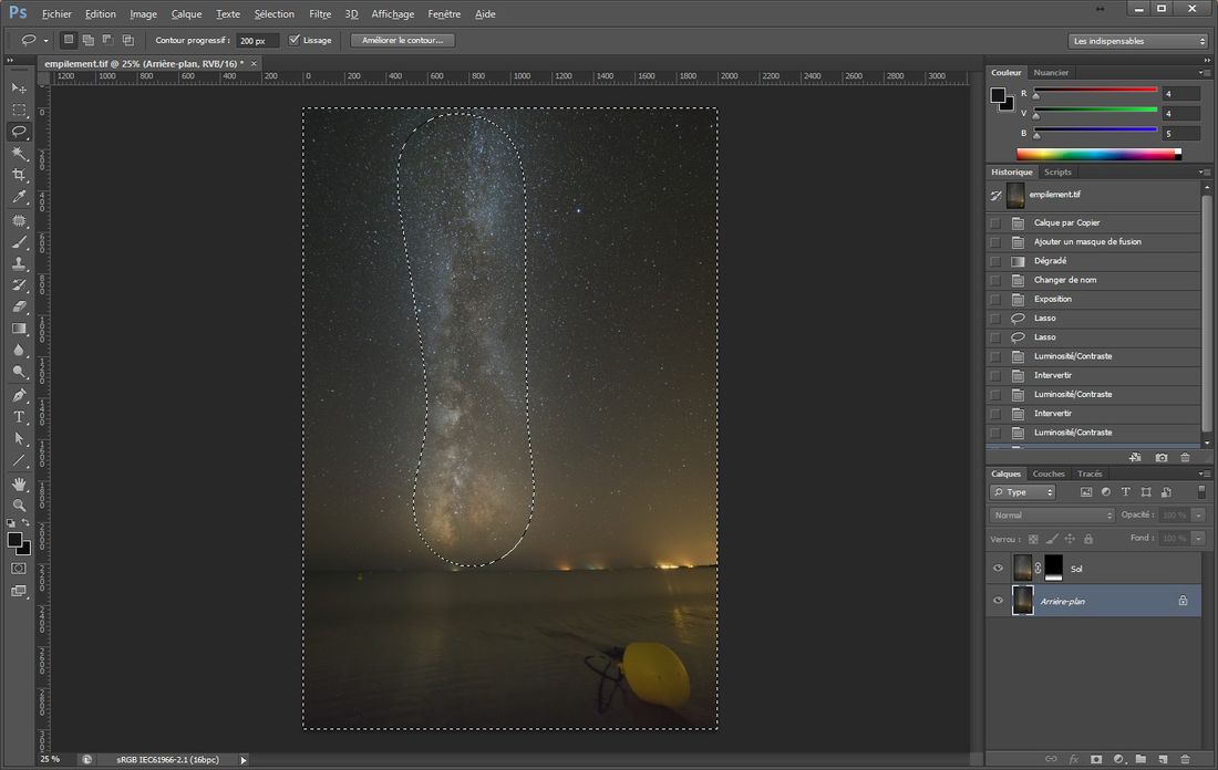 Selection and processing of the Milky Way in Photoshop