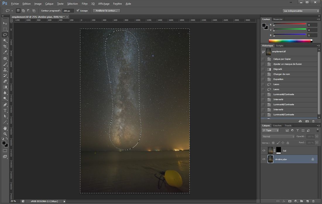 Sélection et traitement de la Voie lactée dans Photoshop