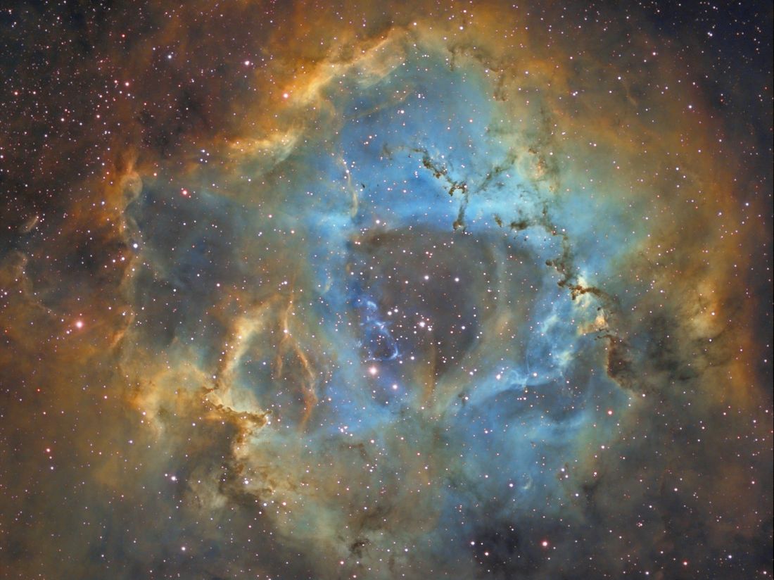 NGC 2237, la nébuleuse de la Rosette en palette « Hubble »