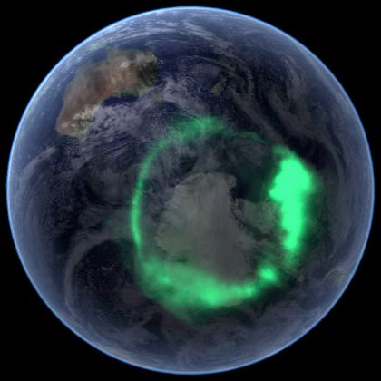 The auroral oval of southern lights